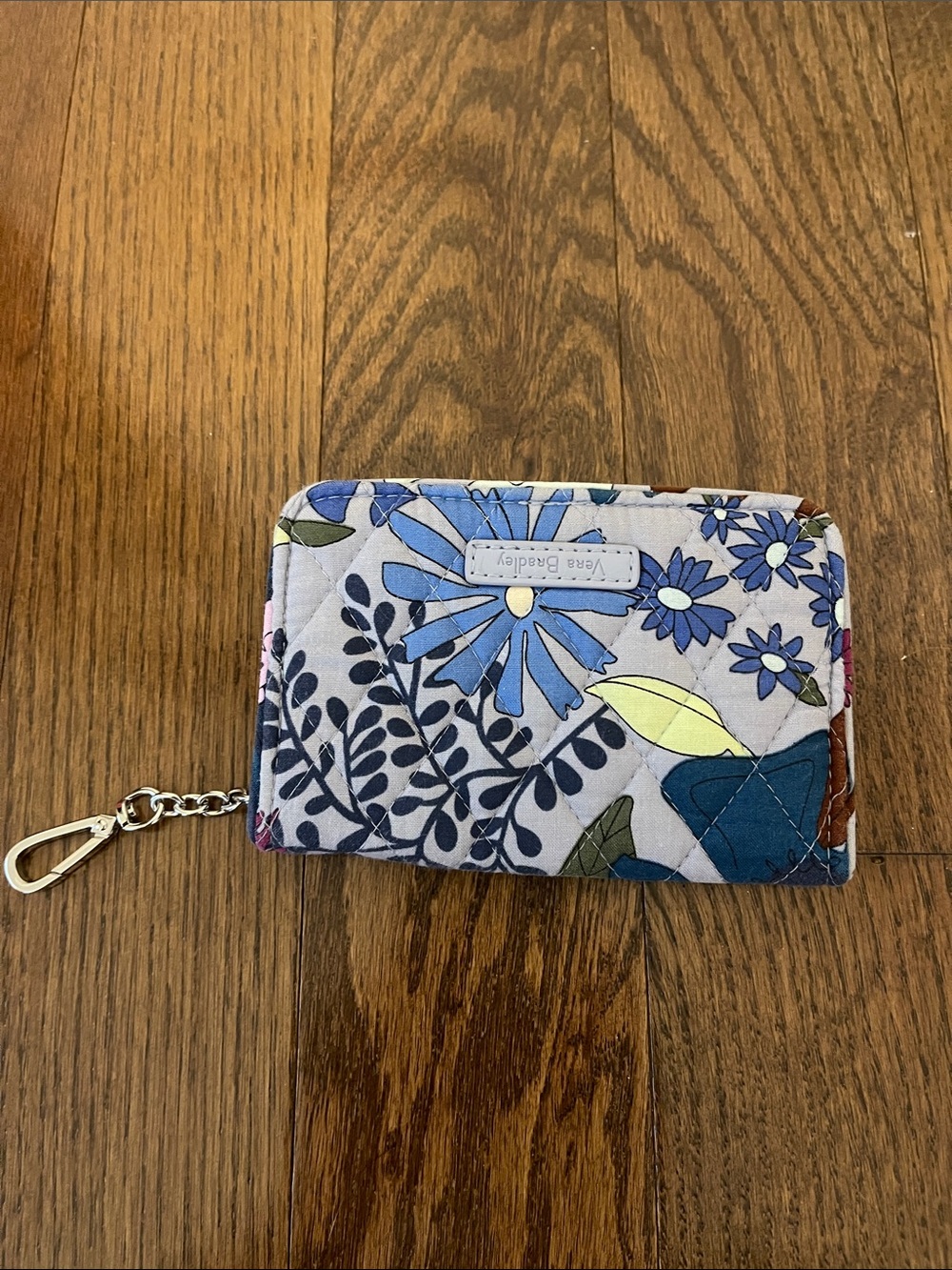 Vera Bradley Blue Floral Quilted Keychain Wallet